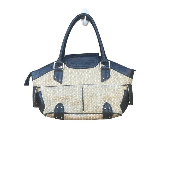 Cole Haan Amanda Straw and Leather Handbag - Picture 3 of 12